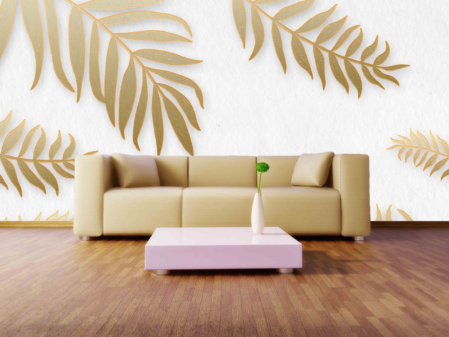 Dried palm leaves Gold wallpaper Room decor aesthetic wallpaper for teenage girls Peel and stick Adhesive wall murals Wall decor