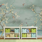 Japanese print Chinoiserie painted silk Sakura blossoms Botanical removable Flowers wall mural prints Peel & stick Art deco wallpaper