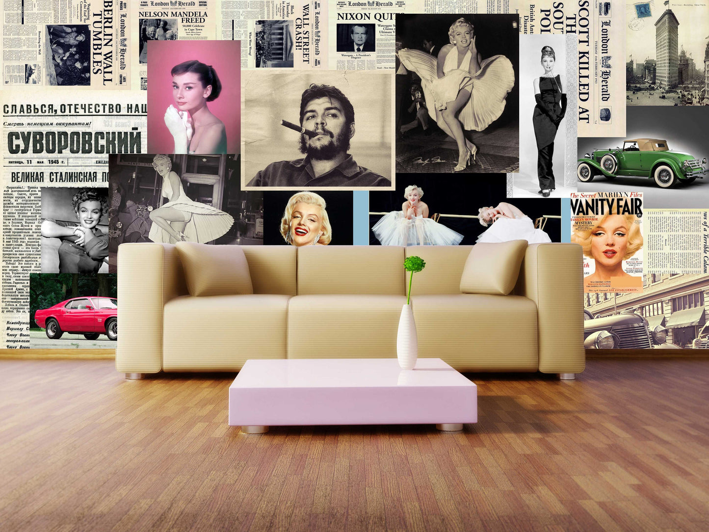 Marilyn Monroe wallpaper Peel and stick wall mural vintage Home wall decor Self adhesive mural wall paper mural Photo wallpapers