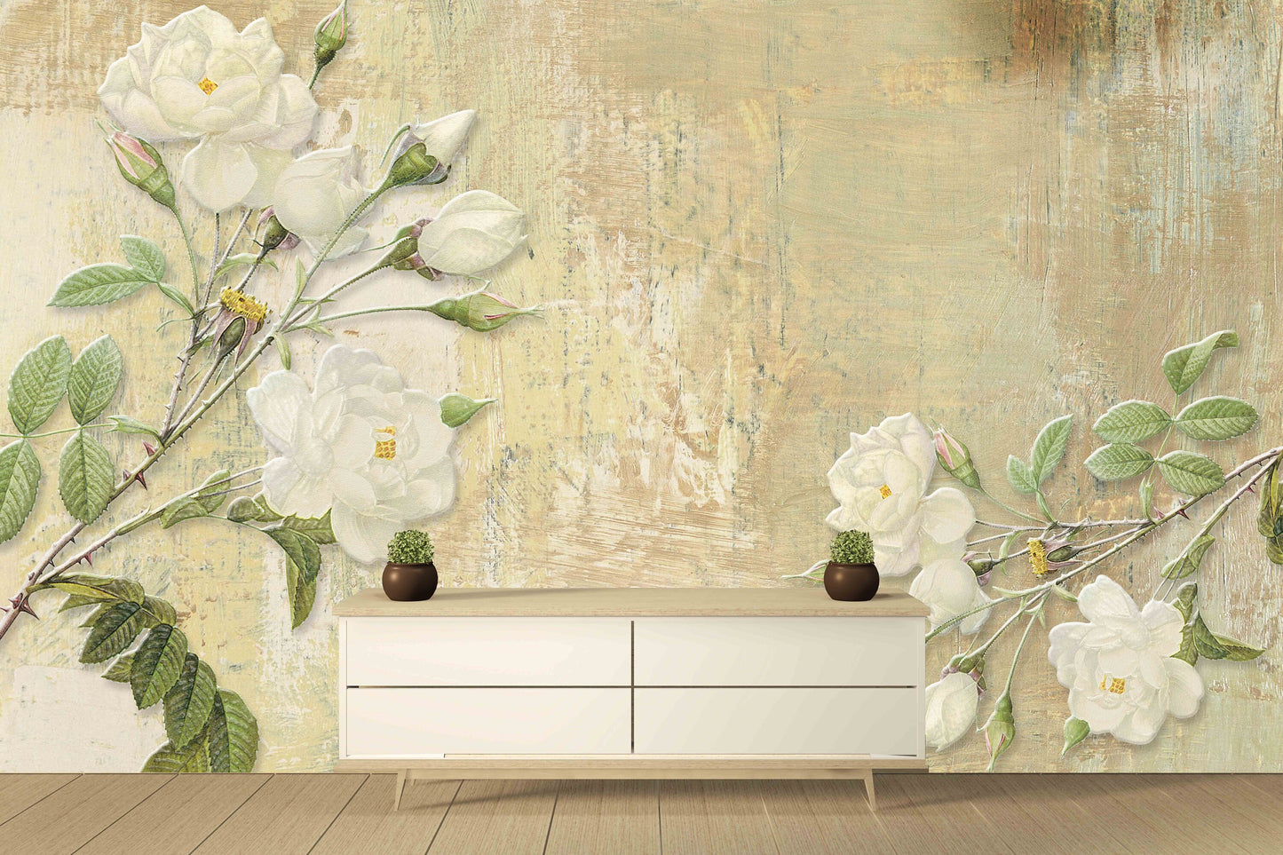 Flower wall backdrop Climbing rose Peel&stick wallpaper Botanical removable Self adhesive mural Wall mural prints Home wall decor