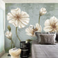 Big flower wallpaper Murals for girls vinyl wall murals prints Peel and stick Botanical removable Herb prints wall art Textured wallpaper