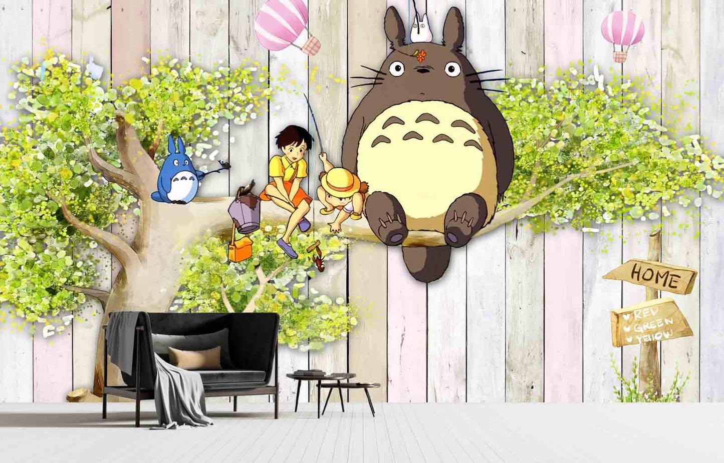 Anime figure Self adhesive mural Nursery wallpaper Wall print art Home wall decor Peel and stick Giant wall mural Asian wall art