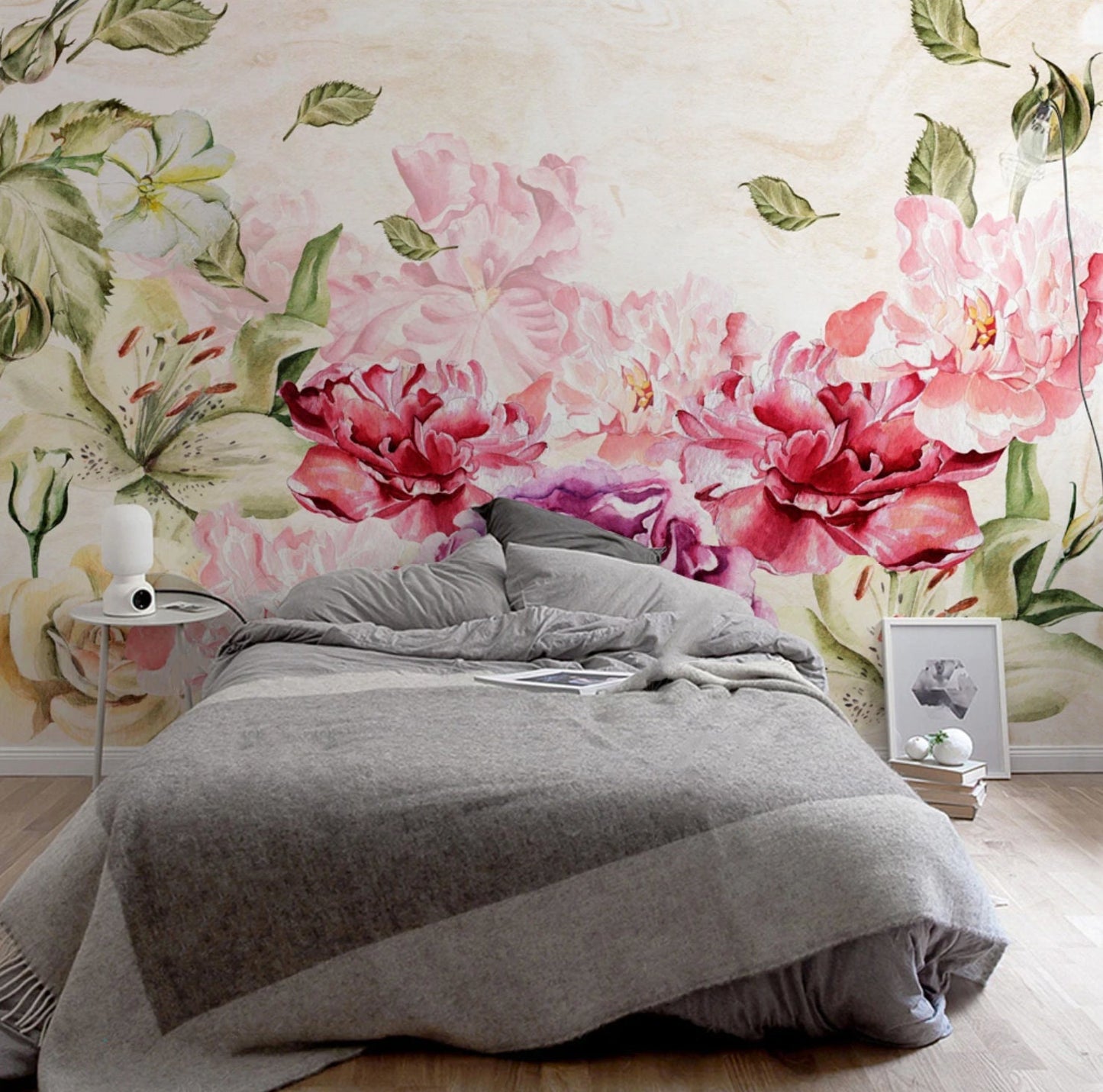 Peel and stick Climbing rose Wall mural decor for bedroom Home wall decor Murals for girls Flower wall backdrop Textured adhesive