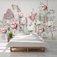Peel and stick Flower wall backdrop Peony wallpaper Botanical removable Home wall decor Murals for girls Wall stickers butterflies