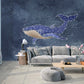 Whale wall art Peel and stick wall mural Modern Removable wall decor Textured fabric vinyl wallpaper abstract wall covering shark poster
