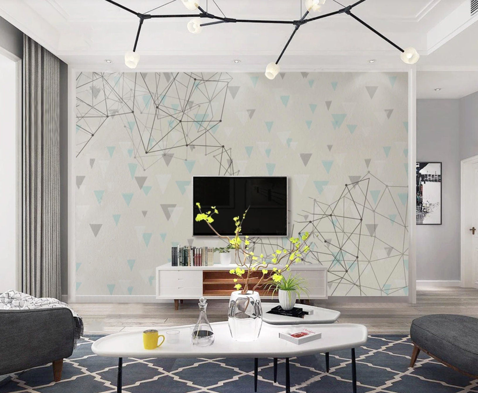 Peel and Stick geometric wallpaper Wall mural peel and stick Bedroom wall decor Abstract wallpaper Geometric wall sticker