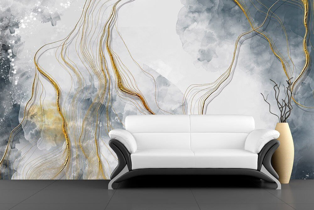 Art deco abstract modern wallpaper peel and stick, removable, self adhesive, temporary Giant vinyl, canvas wall mural bedroom, living room