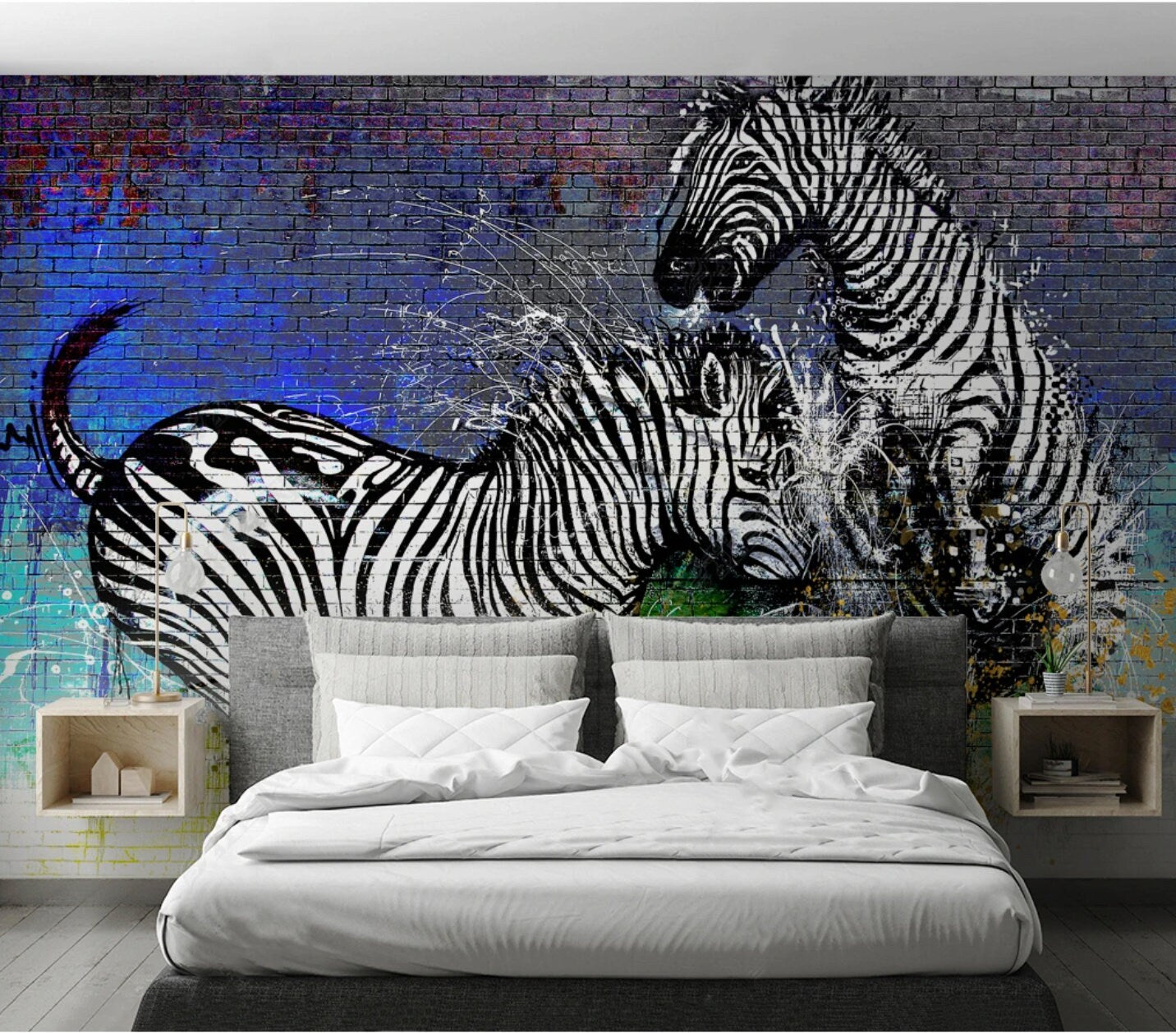 Zebra wallpaper Peel and stick adhesive temporary wall mural 3d wallpaper painting on canvas wall decoration Bedroom Living Room