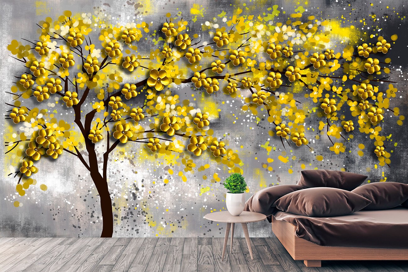 Floral wallpaper mural Tree wall decals & murals, Peel and stick, removable wallpaper for bedroom, living room