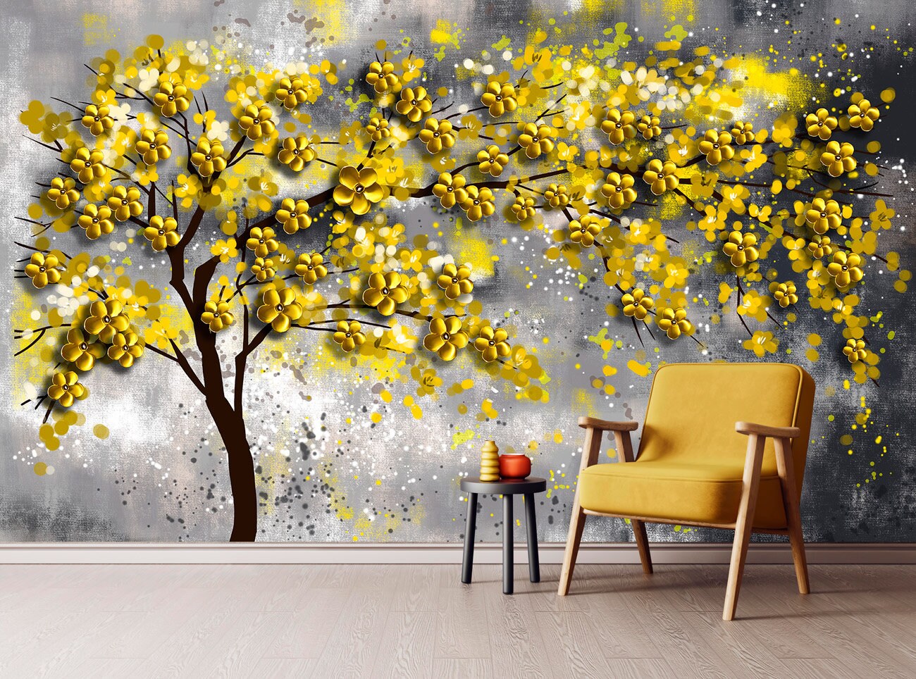 Floral wallpaper mural Tree wall decals & murals, Peel and stick, removable wallpaper for bedroom, living room