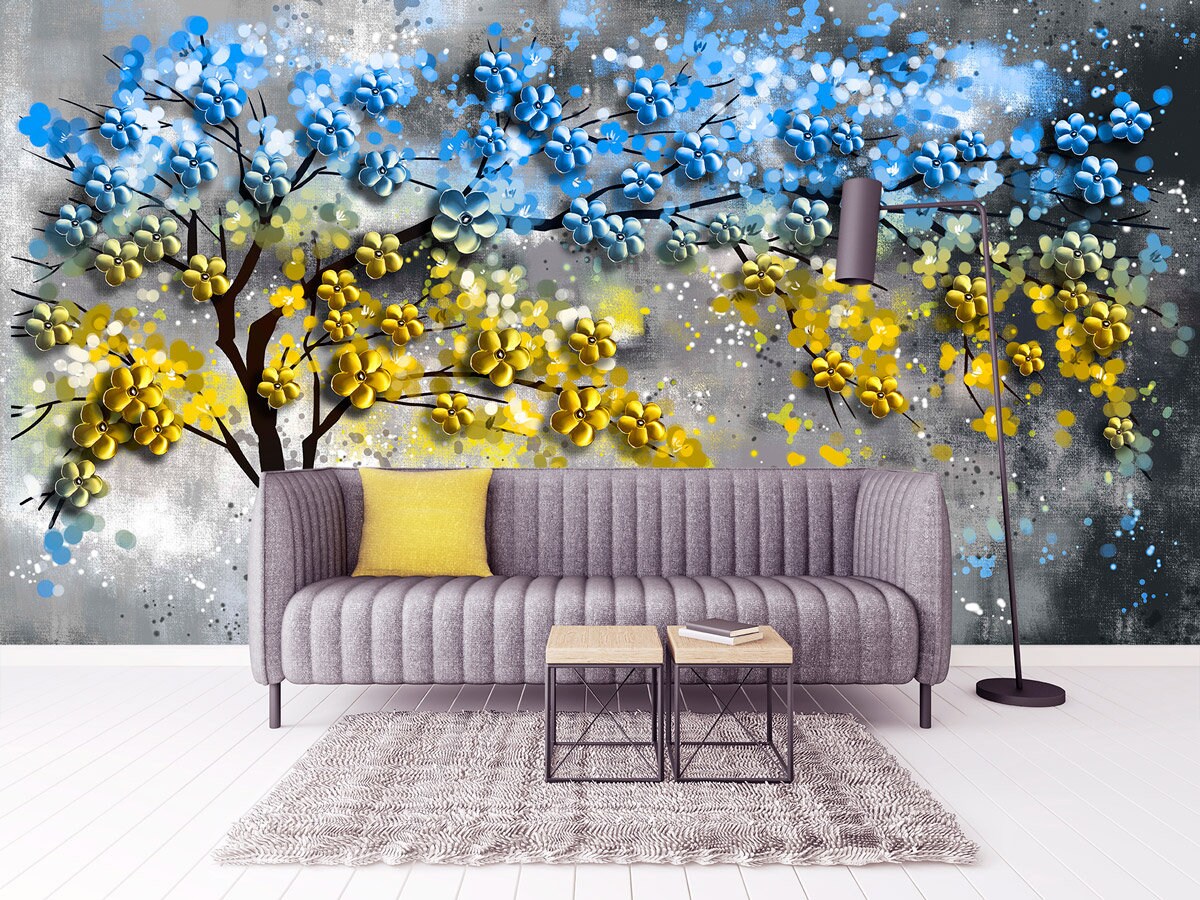 Peel and stick floral wallpaper mural Tree wall decals & murals, removable wallpaper for bedroom, living room