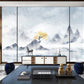 Smoky mountains wallpaper, abstract marble wallpaper peel and stick wall mural, gray mountain wall decal