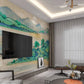 Lake wallpaper peel and stick nature wall mural, green wallpaper, vinyl wallpaper, canvas wallpaper