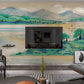 Lake wallpaper peel and stick nature wall mural, green wallpaper, vinyl wallpaper, canvas wallpaper