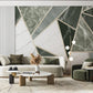 Green marble wallpaper peel and stick wall mural, Art deco geometric wall decal prints, abstract wallpaper