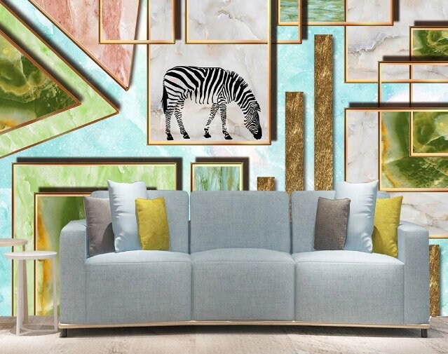 Zebra print wallpaper stick and peel, geometric wallpaper abstract marble wallpaper, giant wall mural for living room, bedroom, kitchen.