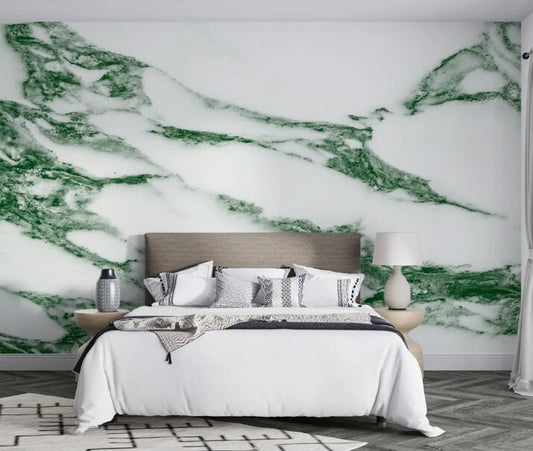 Green marble wallpaper peel and stick wall mural prints, abstract canvas wallpaper, self adhesive mural