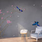 Nature peel and stick temporary wallpaper, self adhesive floral mural, grey botanical vinyl wallpaper, trendy canvas removable wall decal