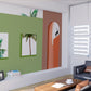 Tropical abstract peel stick mural, large palm rtee self adhesive wall mural, green and pink temporary canvas wallpaper, trendy vinyl mural