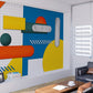 Large nursery peel and stick wallpaper, self adhesive geometrical wall mural, removable colorful photo mural, wall decal for baby boy