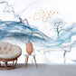Blue wave self adhesive wallpaper, large abstract peel and stick wall mural, accentuall marble photo wallpaper, removable wallcovering