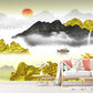 Large golden mountains self adhesive wallpaper, landscape peel stick wall mural, temporary canvas wallcovering, accentual bedroom wallpaper