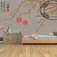 Extra large Japanese wallpaper, peel and stick Asian wall mural, self adhesive gray wallpaper with hieroglyphs, abstract oriental wall decal
